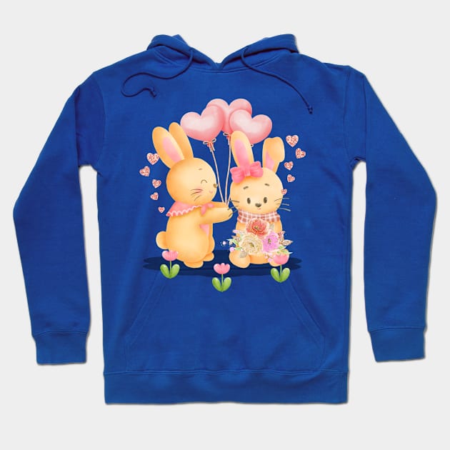 Romantic Bunny Couple Hoodie by Athikan